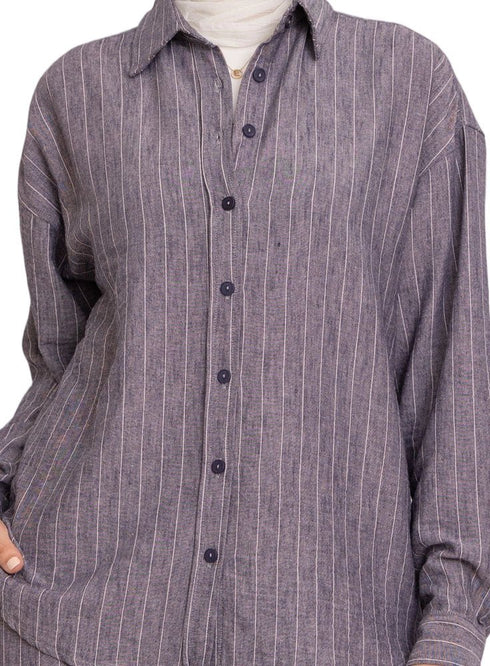 Indigo Striped linen Suit - Khotwh